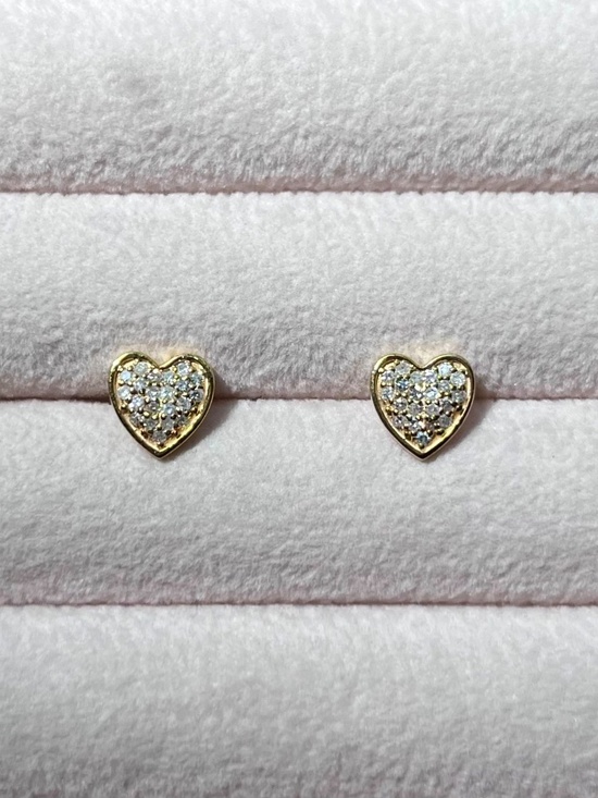 925 Sterling Silver Jewelry - E067 | Natural Diamond Heart Studs